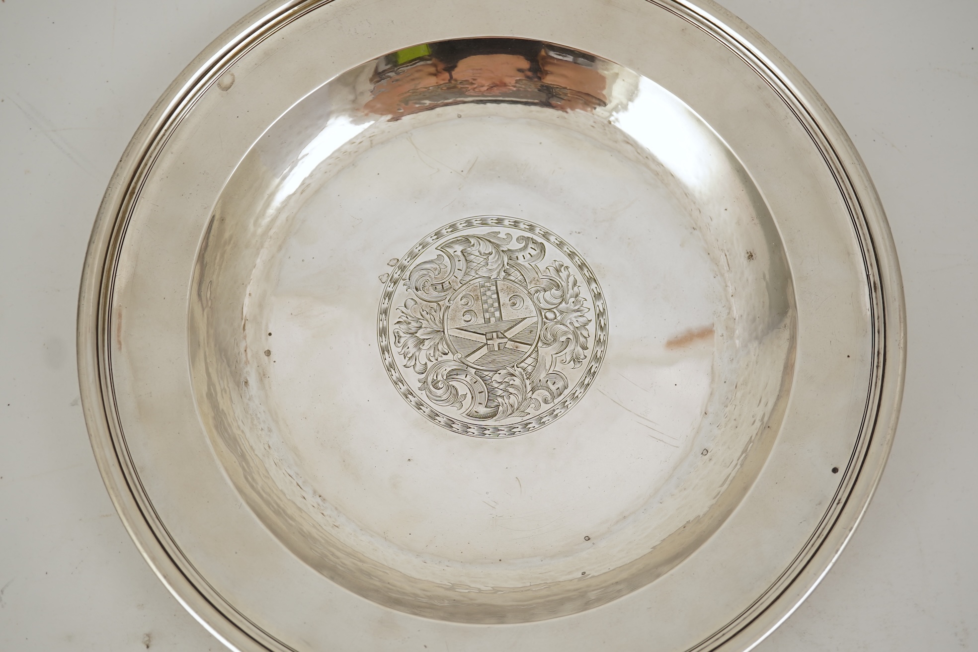 A Queen Anne Britannia standard silver soup plate, no makers mark